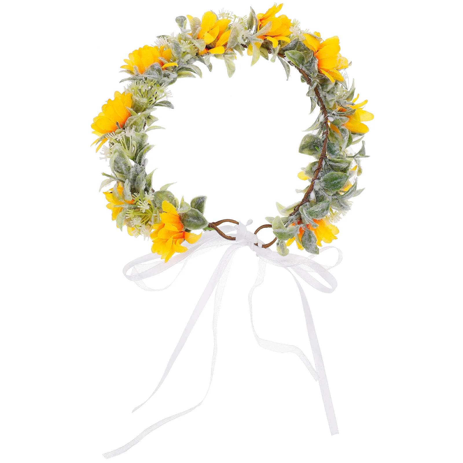 

Bridal Wreath Sunflower Headdress Women Headband Bride Garland Hair Beach Ornament Accessories