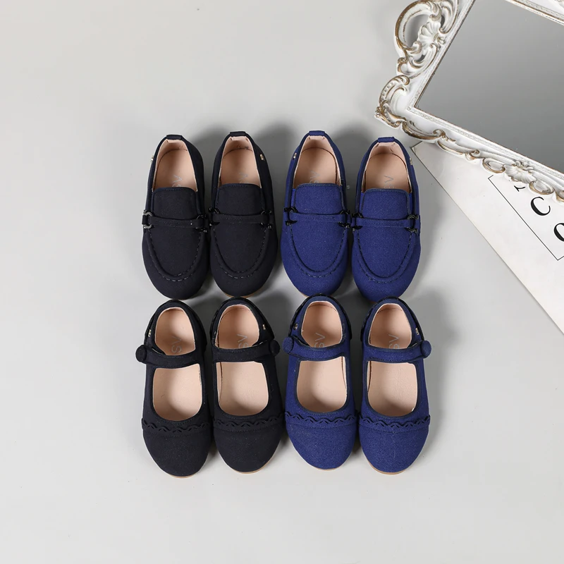 

AS New Kids Shoes Children Lace Flats Baby Girls Princess Shoes Boys Slip On Loafers School Platforms Black Fashion Mary Jane