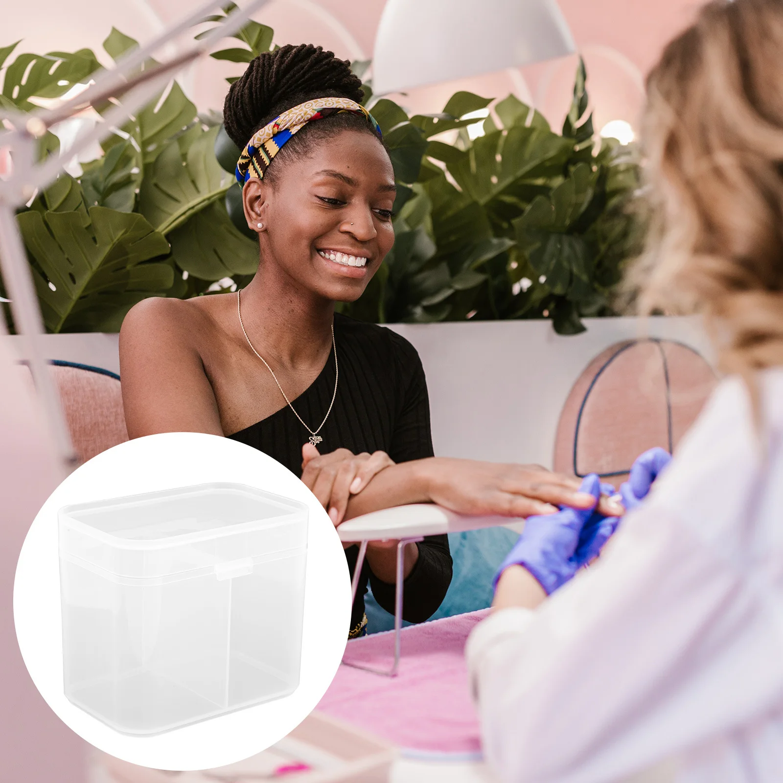 

2pcs Nail Cotton Pad Box Makeup Organizer Dustproof Sealing Sturdy Lightweight Storage For Salon Home Use Cotton Pad Case