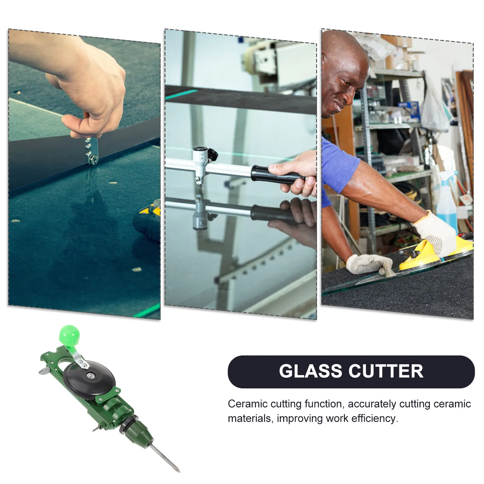 Glass Cutting Tool Set Portable Hand Crank Hole Opener for Tiles Bottles Mirrors Metal Plastic Ergonomic Grip