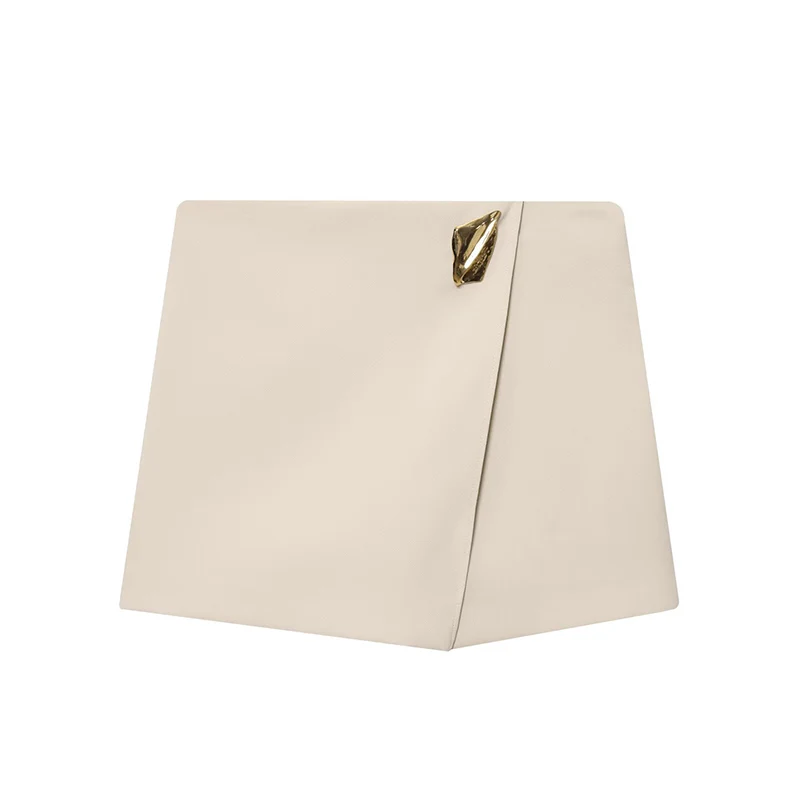 Autumn New Women's Short Skirts 2025 French Minimalist Style High Waist Asymmetric Metal Decorative Casual Mini Skirts Shorts