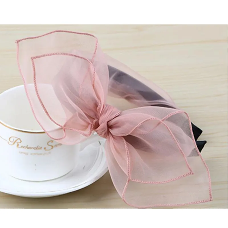 

6pcs/lot Solid Mesh Double-Bows Headband Women New Hair Accessories Bowknot Hairband Daily Clothing Fashion Matching Head Band