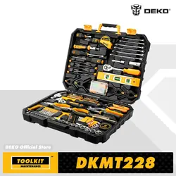 DEKO 62/228Pcs Socket Wrench Auto Repair Tool Combination Package Mixed Tool Set Hand Tool Kit with Plastic Toolbox Storage Case