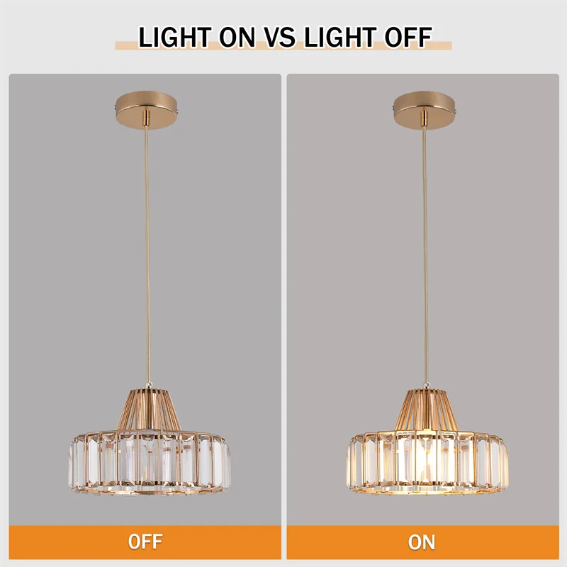 Modern Pendant Light Nordic Crystal Led Chandelier Hanging Ceiling Lamp Luxury Indoor Lustre Dining Room Kitchen Island Fixture
