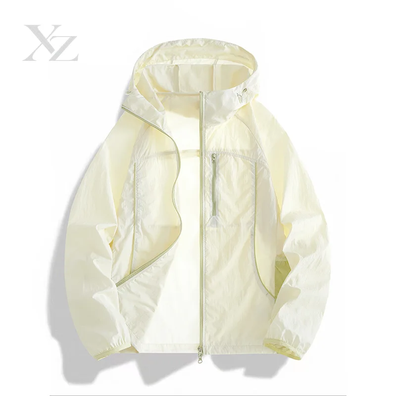 Opening Sale |Men Lightweight UV Protection Hooded Jacket Contrast Trim Zipper Pocket Windbreaker Quick Dry Outdoor Sun Protecti