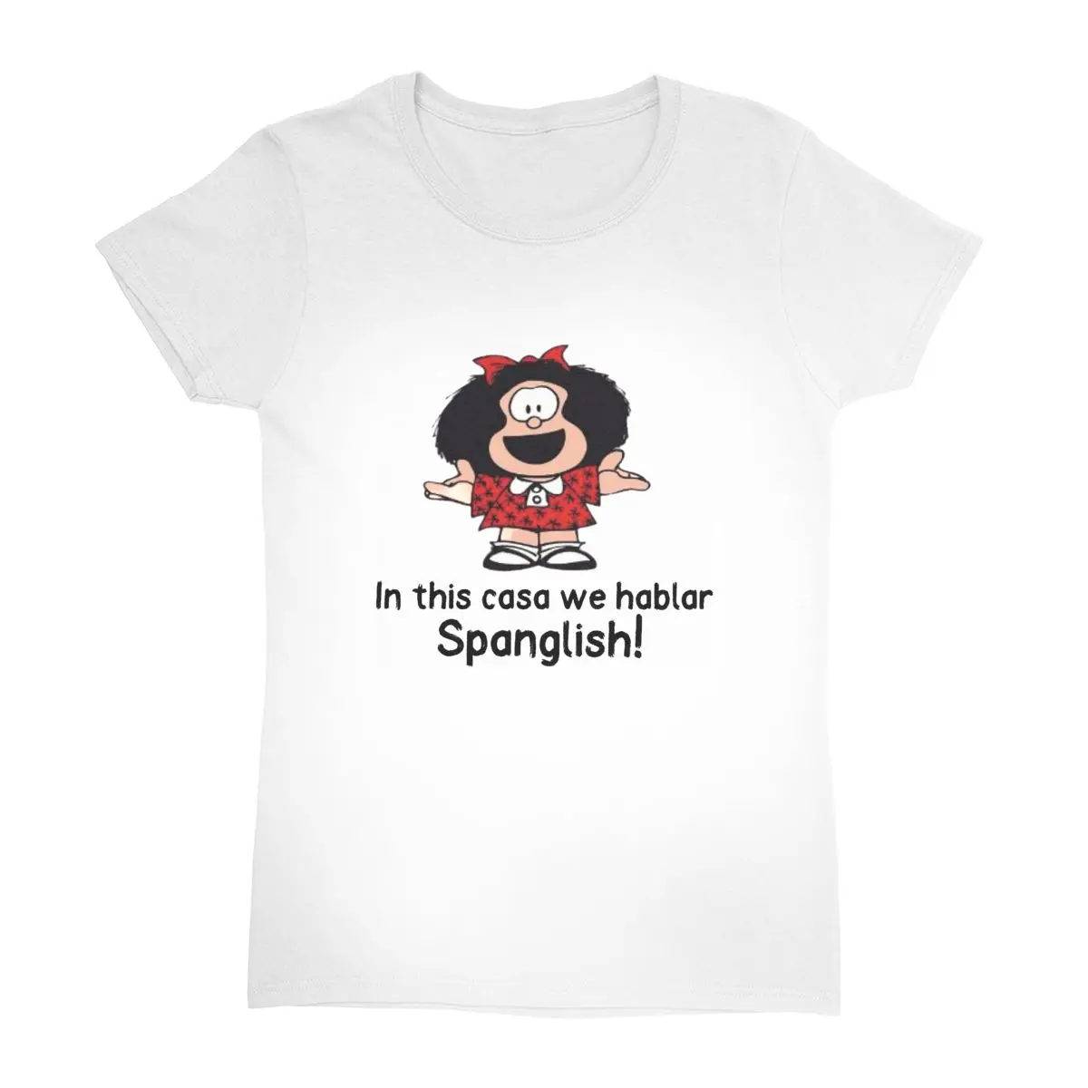 Mafalda Cotton T Shirt Woman In this casa we hablar Spanglish Aesthetic Casual T Shirts Summer O Neck Harajuku Tee Shirt