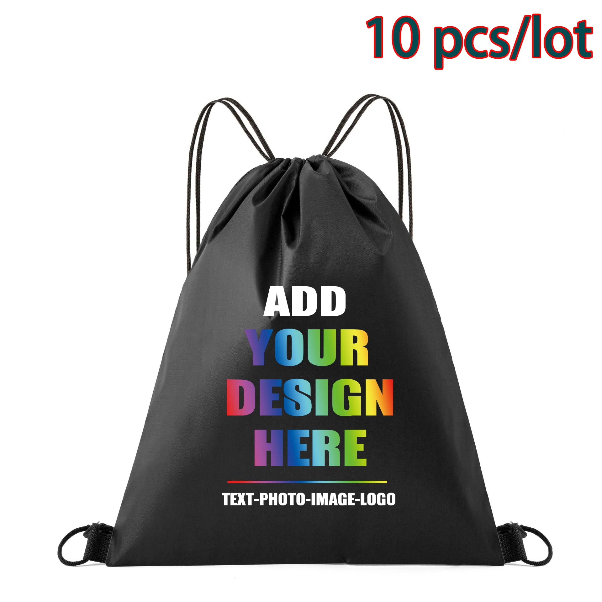 10pcs Personalized Drawstring Backpack Custom Drawstring Bag Gym Swimming Waterproof Sports Travel Backpack Promotional Gift