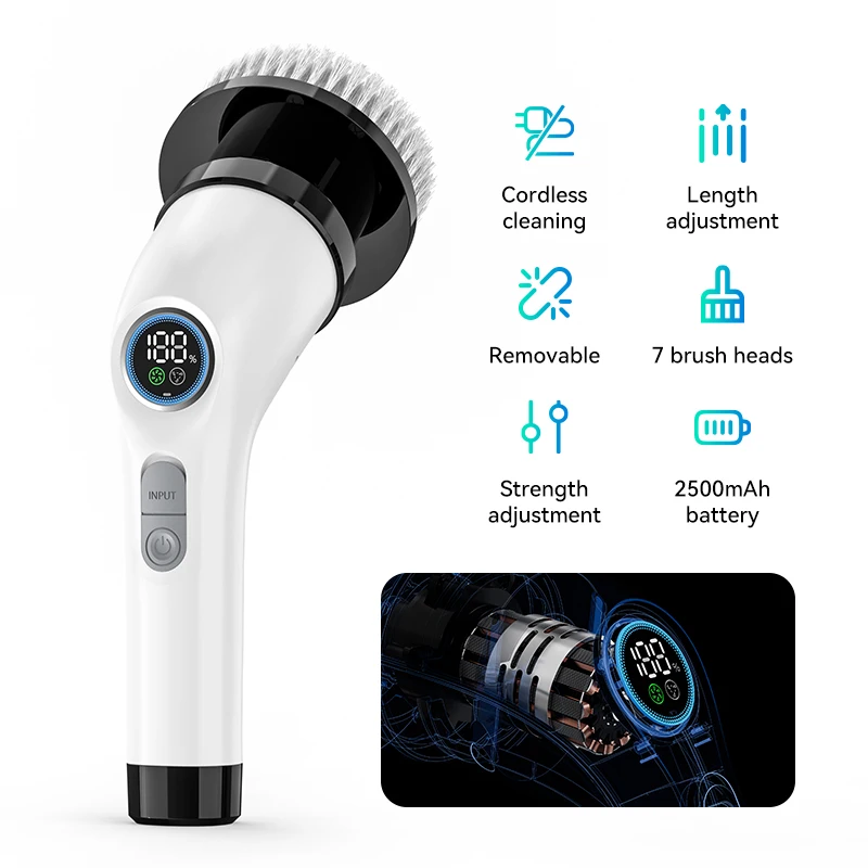 Electric Cleaning Brush Multifunctional Scrubber Household Wireless Rotatable Cleaning Brush For Bathroom Kitchen Windows Toilet