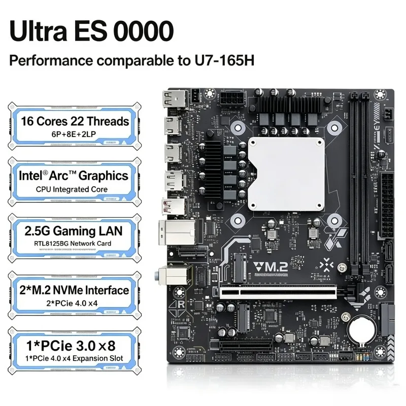 Ultra ES Modt Onboard CPU Motherboard Kit With 125H 155H 165H Processor Integrated NPU AI Edge Computing Desktop Mainboard Set
