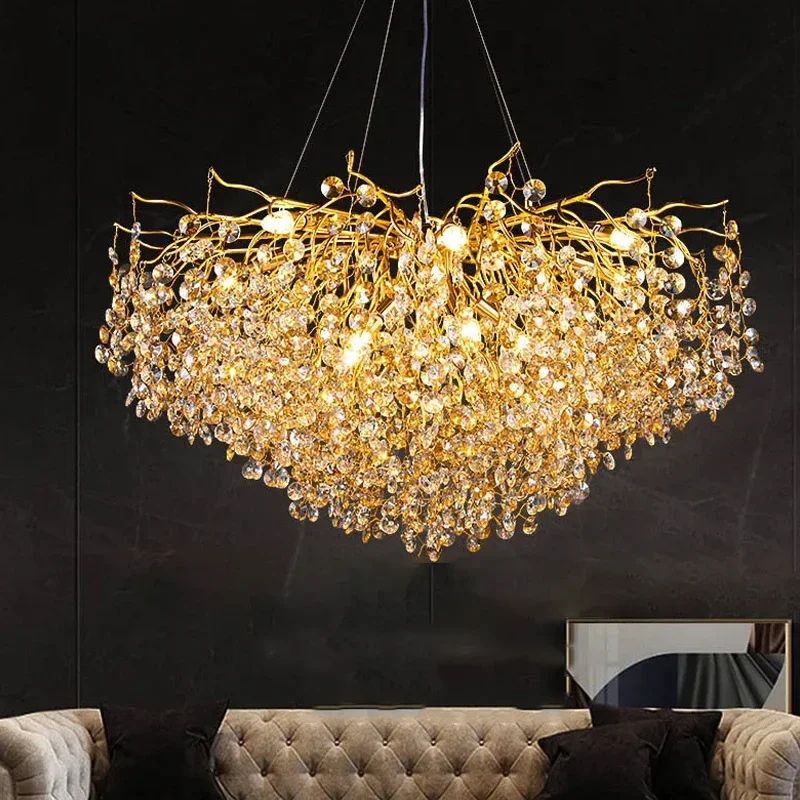 

Luxury Crystal Chandeliers Home Villa Living Room Bedroom Lighting Decorate Ceiling Pendant Lamps Indoor Hanging Lights Fixtures