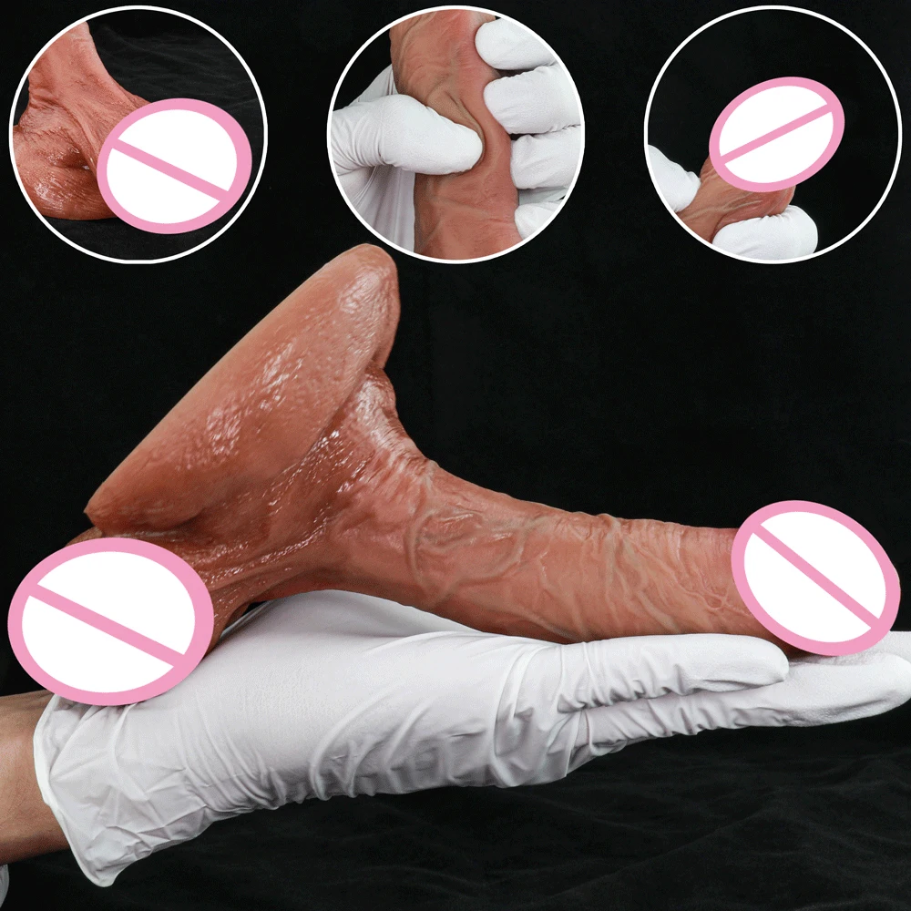 Super Real Skin  Dildo Double-layer Silicone Suction Cup Dildos Soft Sexy Huge Realistic Penis For Women Vaginal Dick Sex Toys