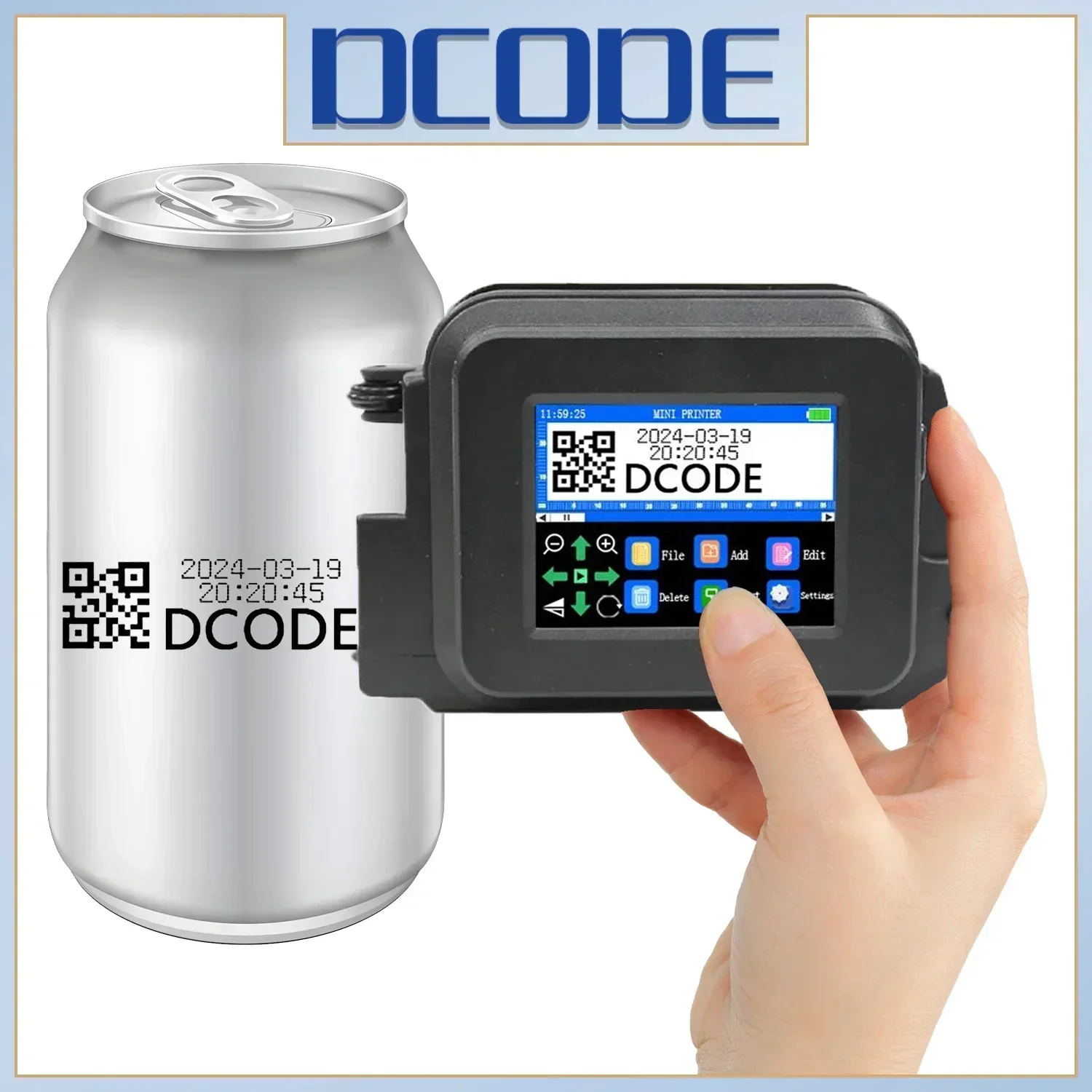 DCODE XMINI 12.7mm Mini-imprimante Portable imprimante à jet d'encre texte QR code à barres Image numéro de lot Logo Image Machine de codage d'image