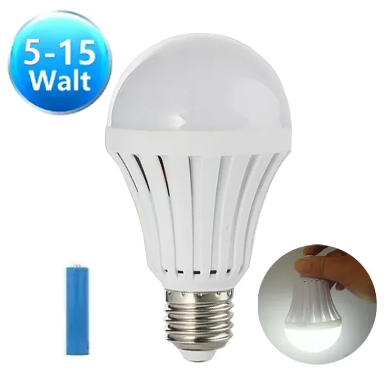 7/9/12/15W Emergency Cold White Light Bulb E27 Rechargeable LED Light Energy Saving Lamp Emergency Lighting During Power Outages