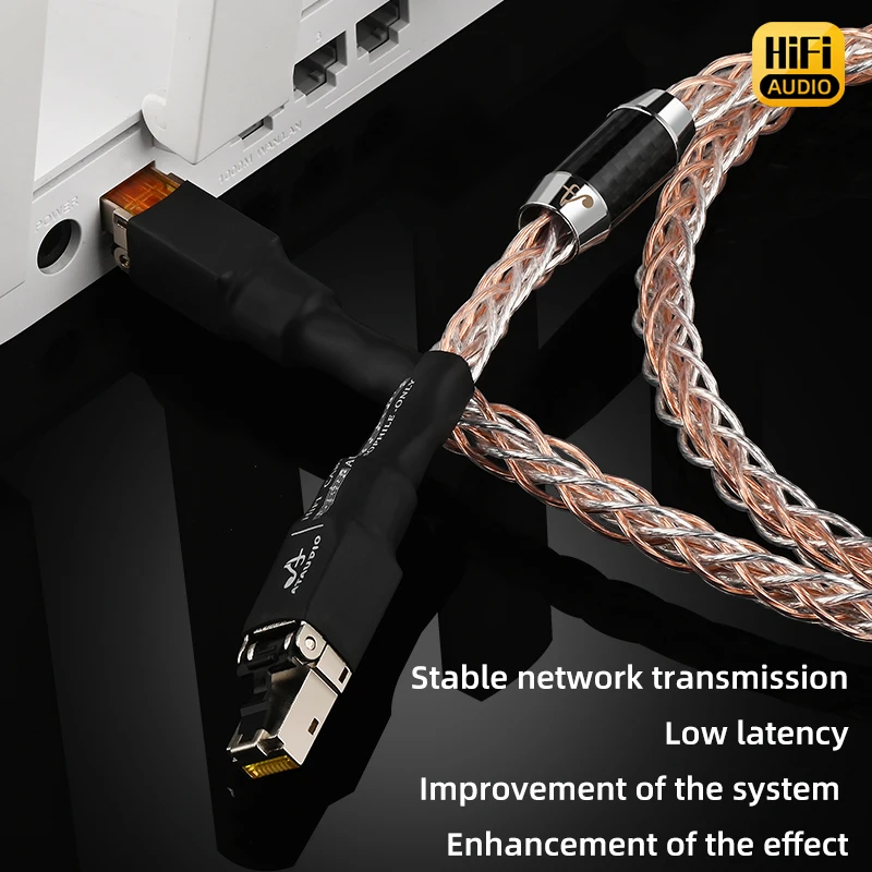 

ATAUDIO Cat8 Copper and Silver Mixed Network Cable Upgraded Network Cable Category 8 High-end 40 Gbps Ethernet RJ45 Jack Cable