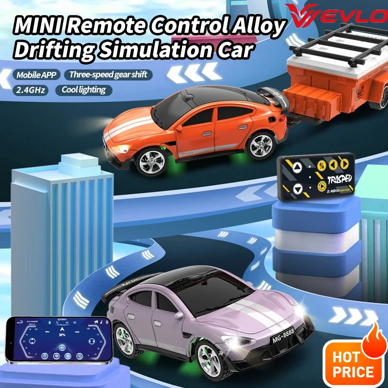 

VEVLO New 1:64 Scale Mini RC Car 2.4Ghz High Speed Alloy All Terrain Dual Control Remote Control Car Kids Children Toy Gift