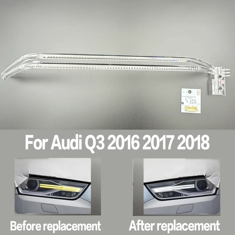 

For Audi Q3 2016 2017 2018 Low Daytime Running Light Tube Headlight Angel Eyes Lamp Circle Ring Guide Plate Car Accessories