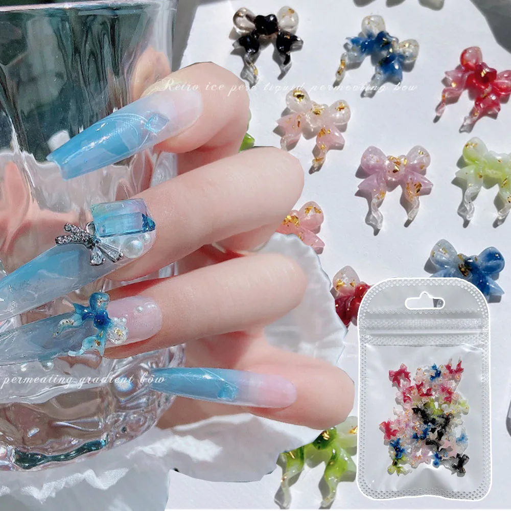 30pcs 3D Resin Bows On Nails INS Sweet Ribbon Bow Nails Charm Mixed Color Decoration For Nails Exquisite Manicure Ornaments