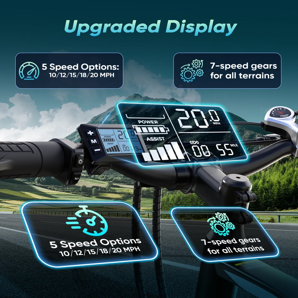 EB3L Electric Bike for Adults, 26" Unisex Commuter E-Bike, 500W Motor, 36V 7.8Ah Battery, 20–30 Miles Range, Up to 20 MPH, 5 Speed Modes, Front Suspension, White image 3