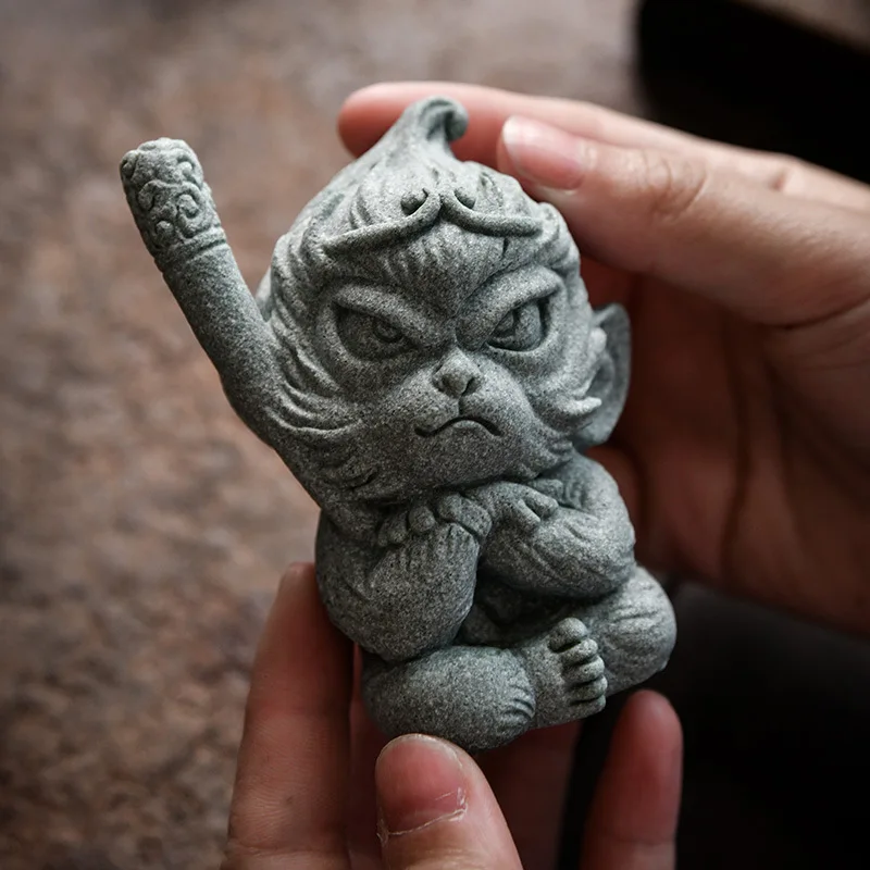 The Cute Cartoon Angry Little Monkey Creative Tea Pet Small Decoration Sun Wukong Tai King Tea Table Tea Table Decoration