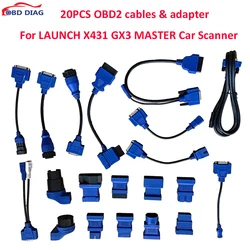 20PCS OBD2 Cables & Adaptors For LAUNCH X431 GX3 MASTER Auto Scanner Includes for bmw 20PIN OBDII Adaptor BENZ OBD-II Connector