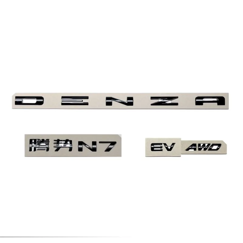 letter emblems For DENZA N7 AWD EV car Personalized tail badge black silver replacement