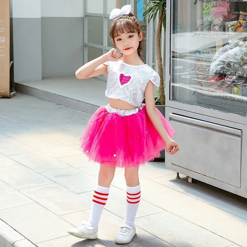 

Children's performance clothing, fluffy skirt, girl's sequin princess gauze skirt, children's kindergarten cheerleading dance pe