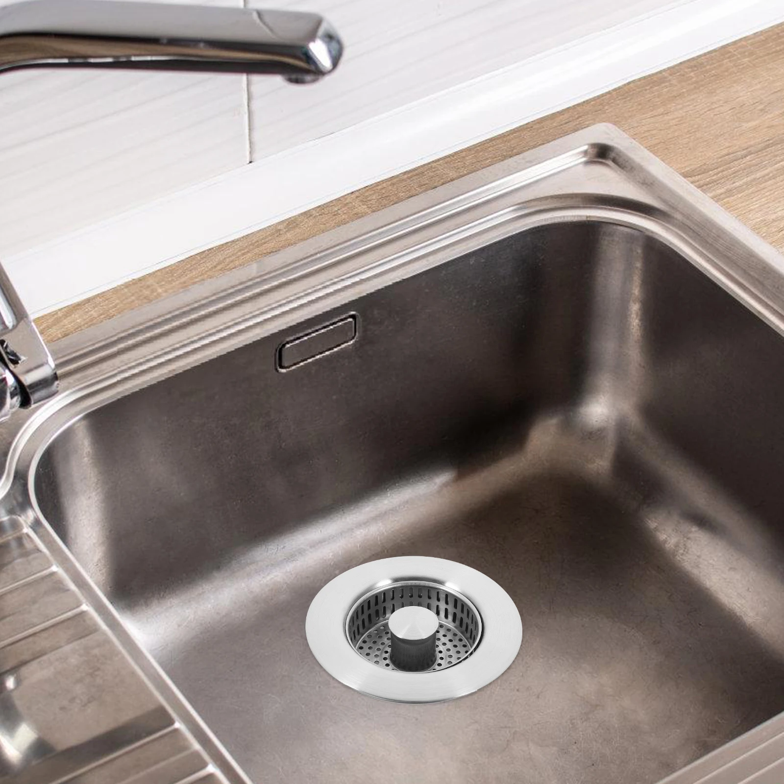 

Stainless Steel Drain Strainer Bouncing Core 110 Full Sink Drainer 304 Kitchen Filter Hair Catcher Basket Leak Proof