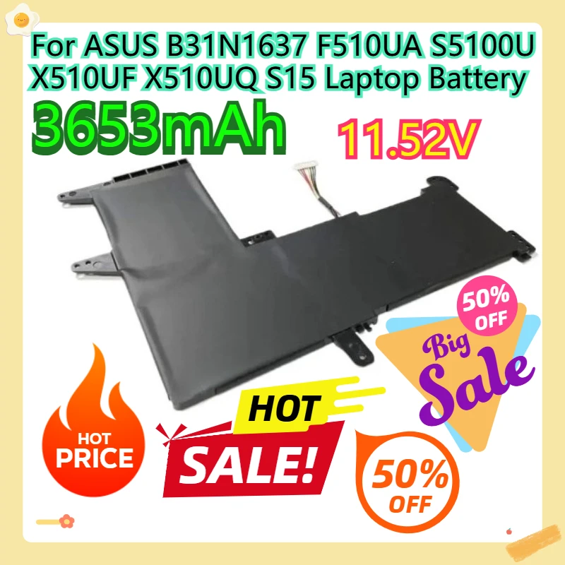 

Для ASUS B31N1637 F510UA S5100U X510UF X510UQ S15 аккумулятор для ноутбука