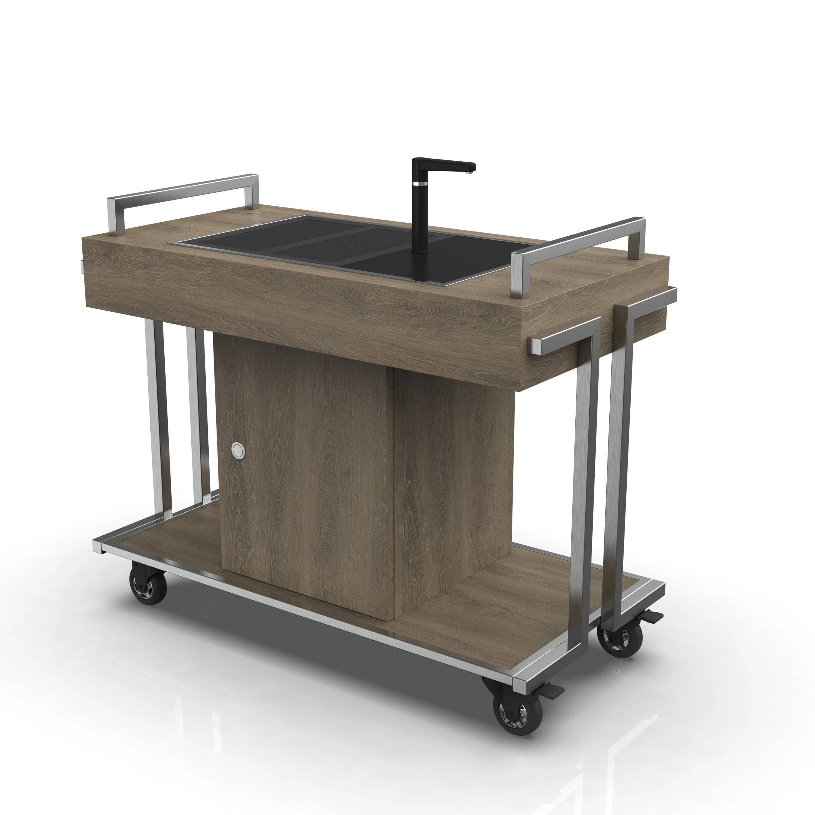 Hotel Restaurant Equipment 304 Stainless Steel Service Trolley Wine Trolley