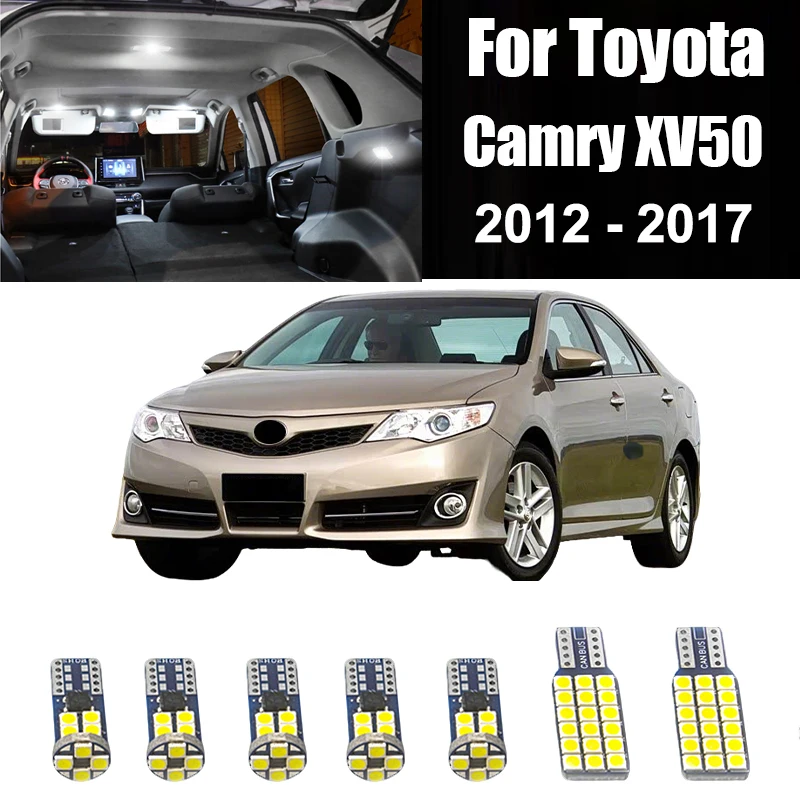 For Toyota Camry 50 XV50 2012 2013 2014 2015 2016 2017 Car LED Bulbs Interior Reading Lamp Vanity Mirror Trunk Light Accessories