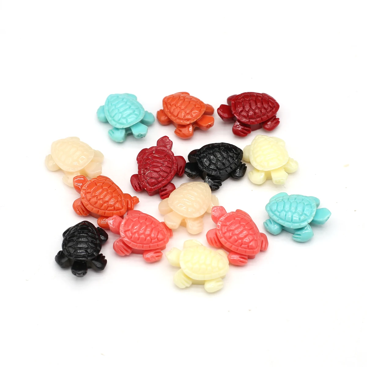 20mm 5pcs/Pack Synthetic Coral Loose Beads Cute Little Turtle Through Hole Beads for Jewellery Making DIY Accessories Wholesale