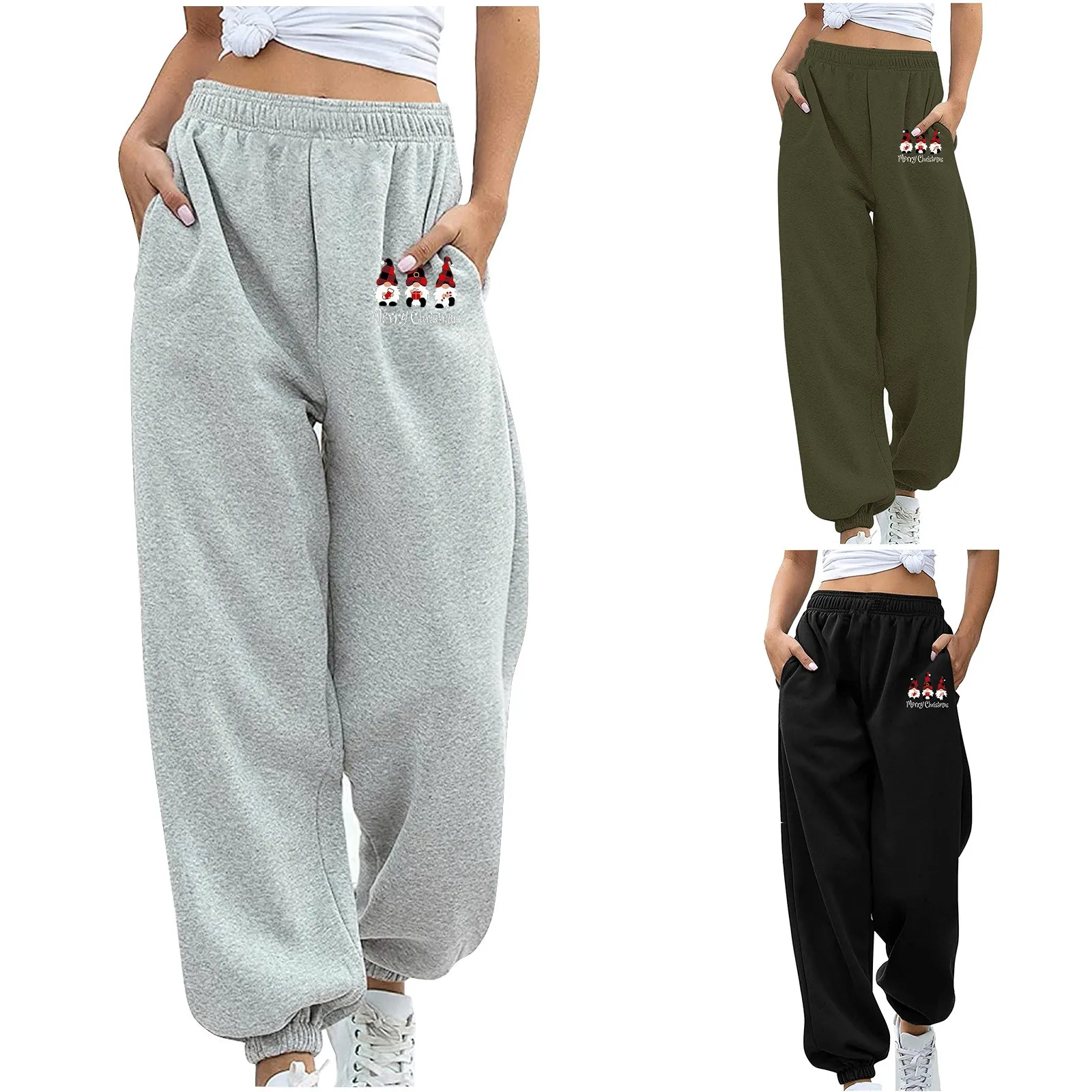 

Women Pockets High Waist Ankle Tied Thick Long Sweatpants Sports Pants Trousers Joggers Wide Leg SweatPants Korean Casual Pant