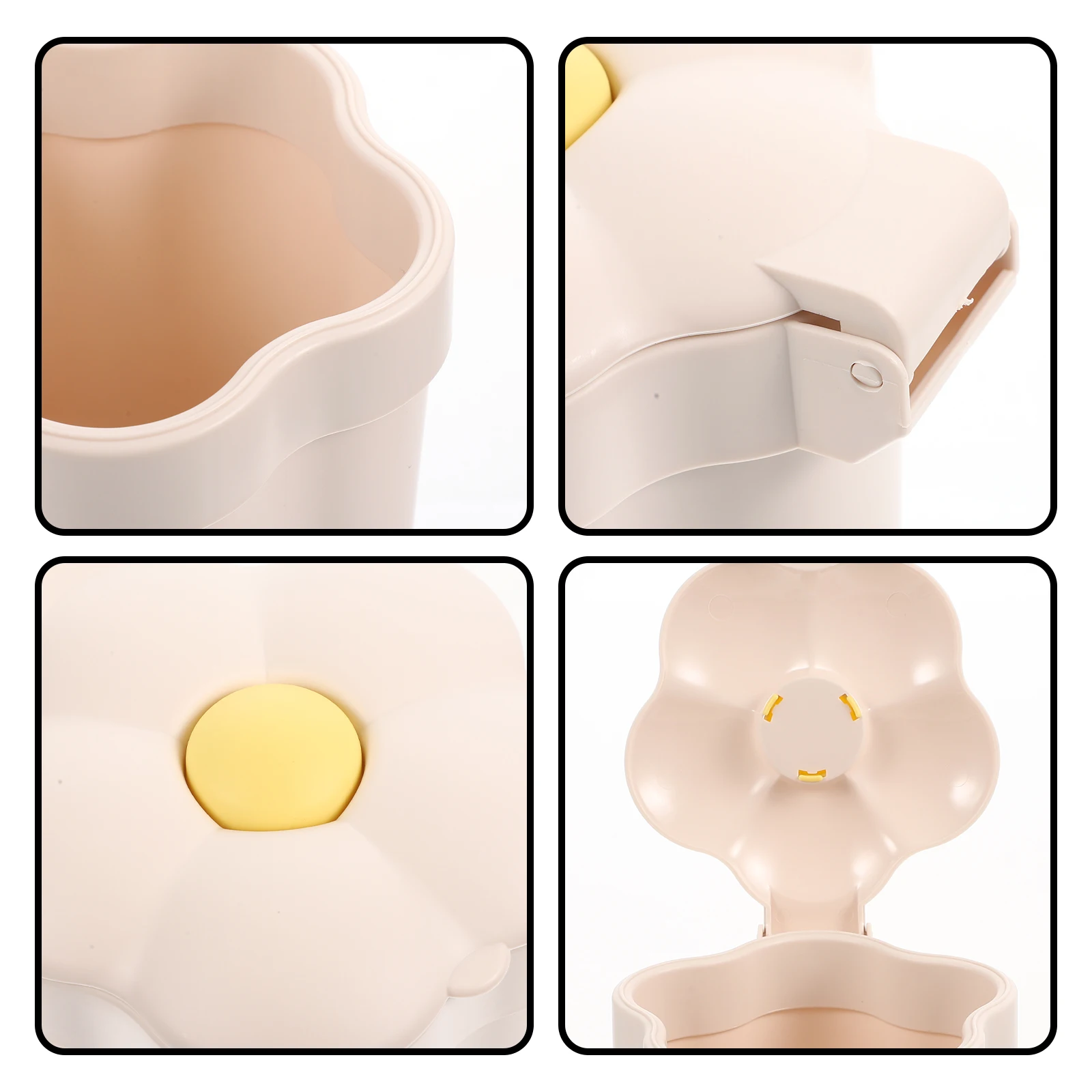 

Flower Shape Desktop Trash Can Mini Garbage Bin with Lid Compact Airtight Small Rubbish Pail for Bedroom Office Home Storage