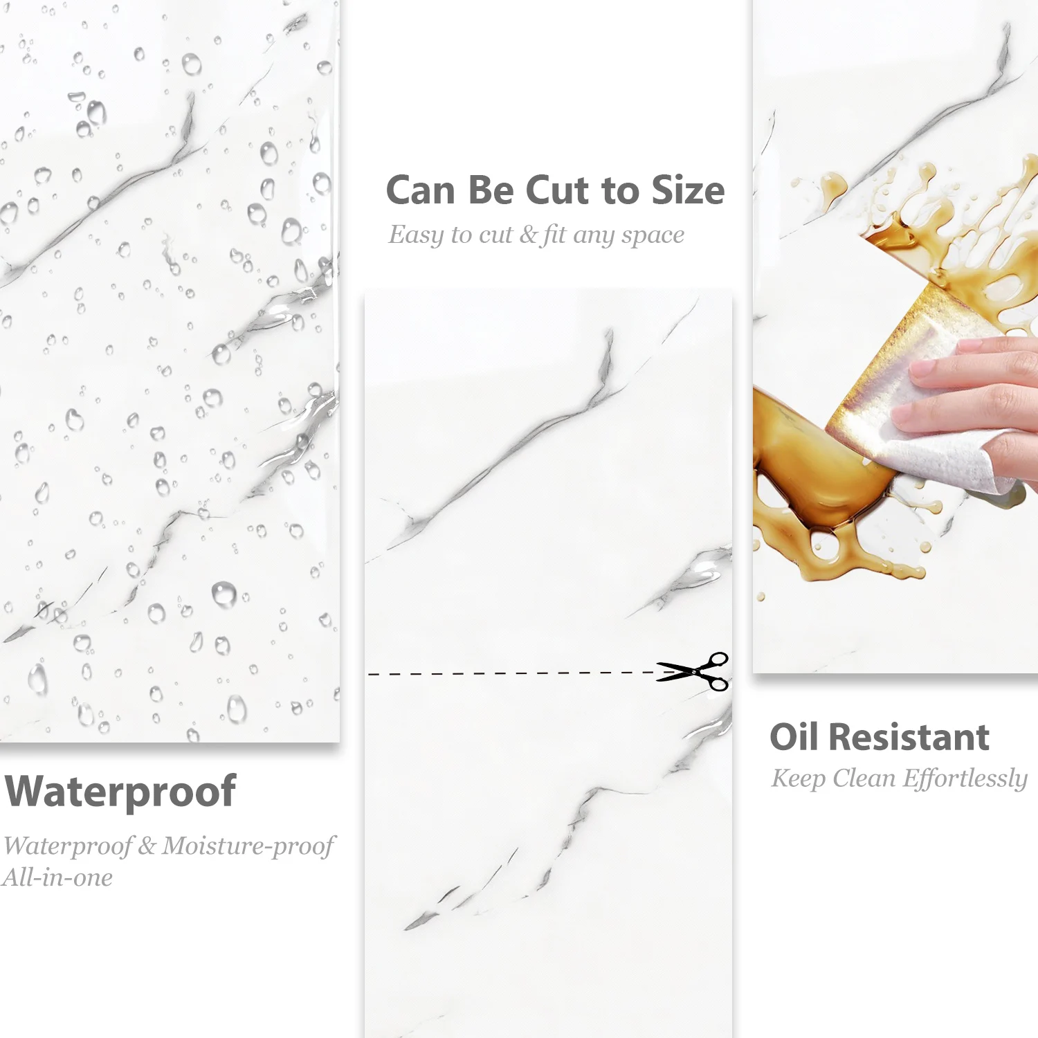 

Thickened PET Marble Wall Sticker Waterproof Imitation Ceramic Marble Sheet Peel and Stick Wall Decal for Bathroom Home Decor