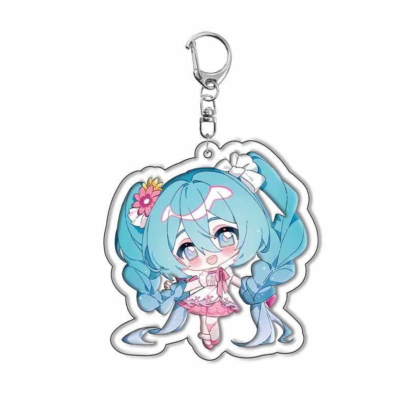 Hatsune Miku Keychain Royal Highness Princess Acrylic Sandwich Chain Pendant Anime Virtual Idol Peripheral Accessories