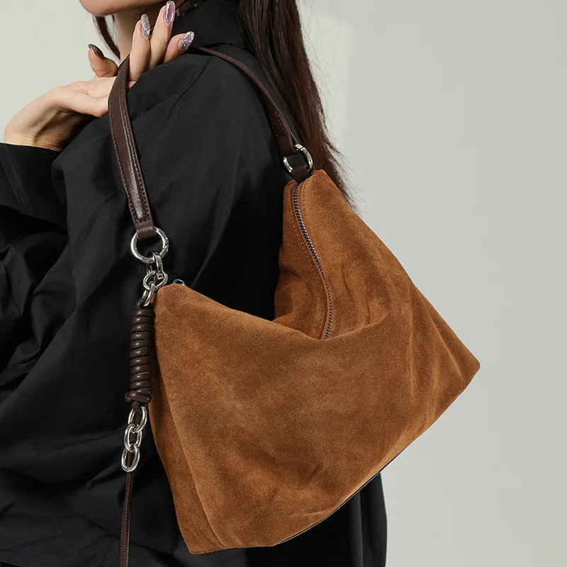 

Sophisticated Women's Nubuck Underarm Bag - Fall Winter CloudTouch Leather Tote, Convertible Shoulder Purse for Urban Commute