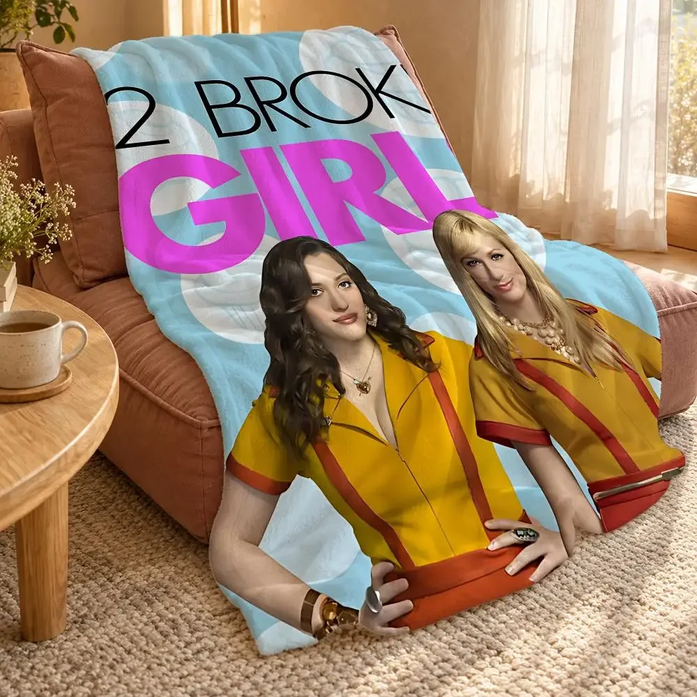 Popular American TV Series 2 Broke Girls Throw Double Sided Flannel Throw Blanket Soft Travel Camping Sofa Bed Home