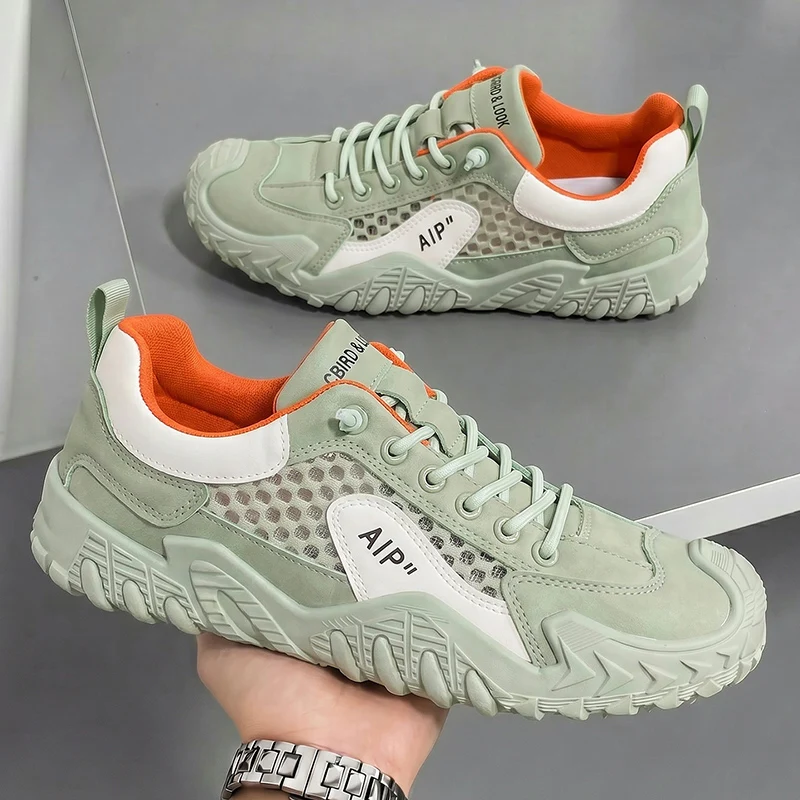 Men's mesh flat tide casual sneakers summer soft-sole anti-slip outdoor running shoes breathable lightweight speed sports shoes