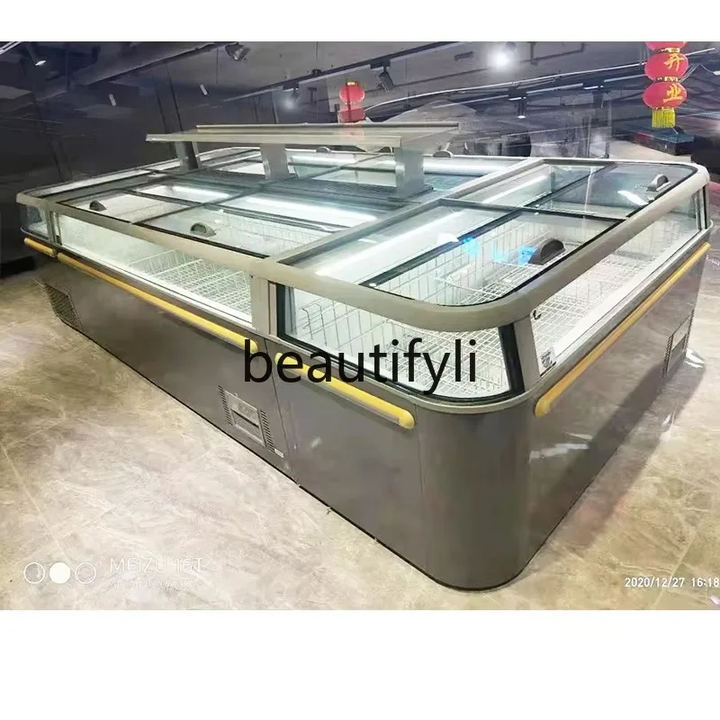 a55 New Horizontal Island Freezer Direct Cooling Frost-Free Fresh Supermarket Buns Steamed Buns Food Freezer