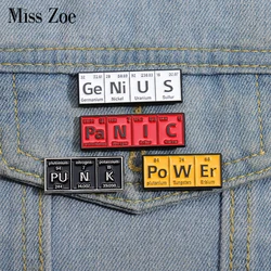 Chemical Element Enamel Pins Custom PO W ER GE NI U S Punk Brooches Lapel Badges Subject Jewelry Gift for students Friends