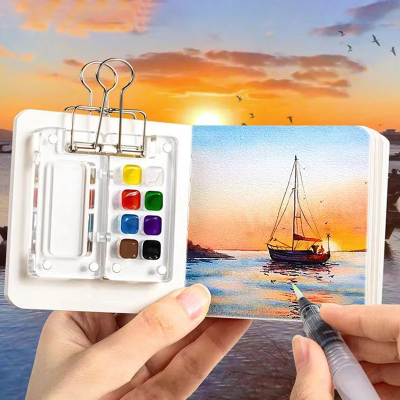 8/15 Grids Acrylic Mini Watercolor Palette Portable Paint Box Travel Painting Watercolor Paint Tray Art Supplies