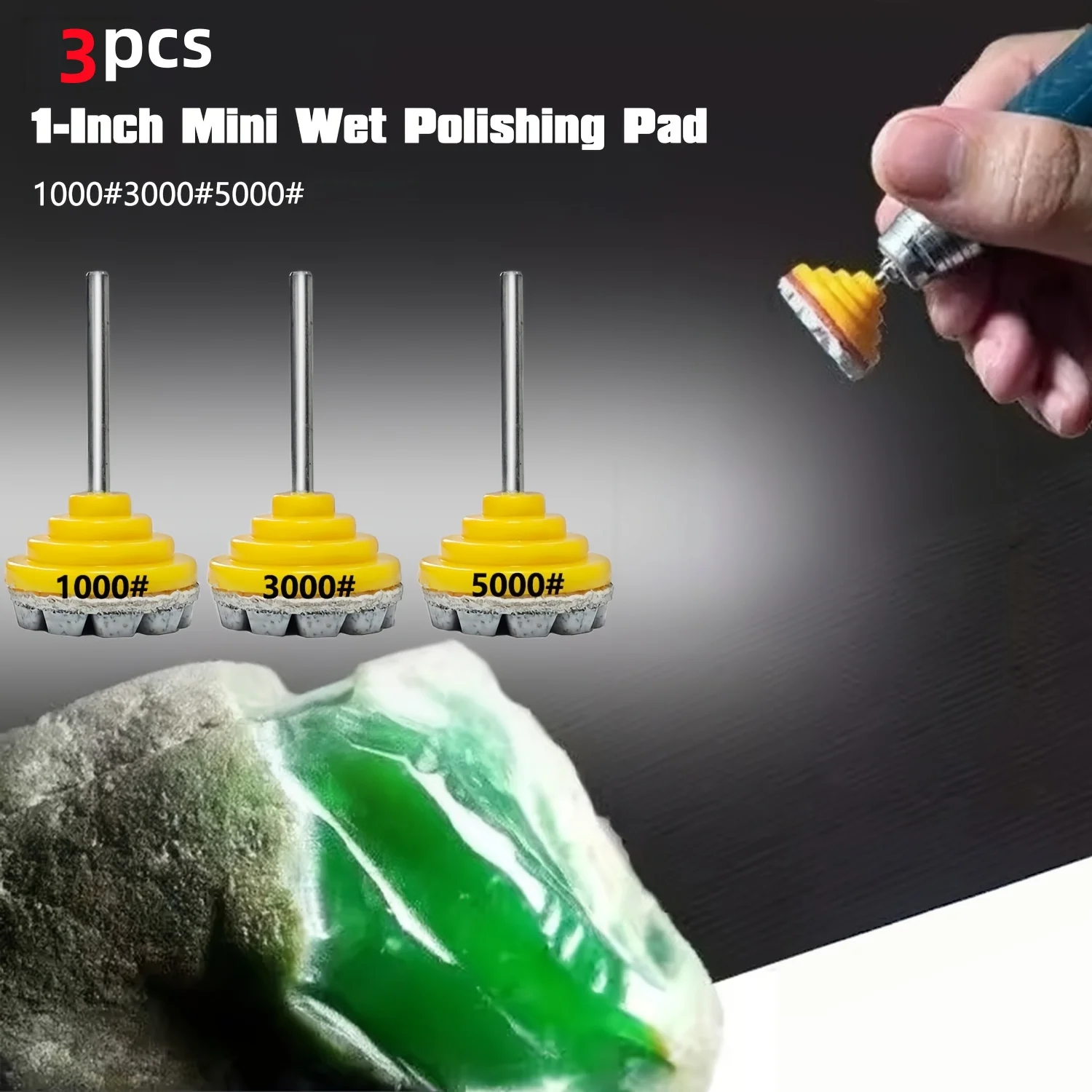 3pcs 1-Inch Integrated Wet Polishing Pads, Professional Jade Polishing Tools High Precision Grinding Discs for Jade Carving Gem