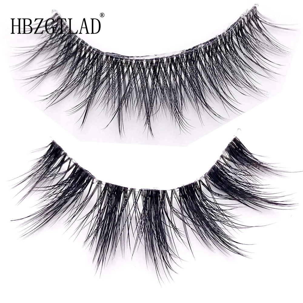 New Wholesale Natural short Mink Eyelashes 2 pair lashes invisible band mink lashes reusable false eyelashes Makeup in Bulk