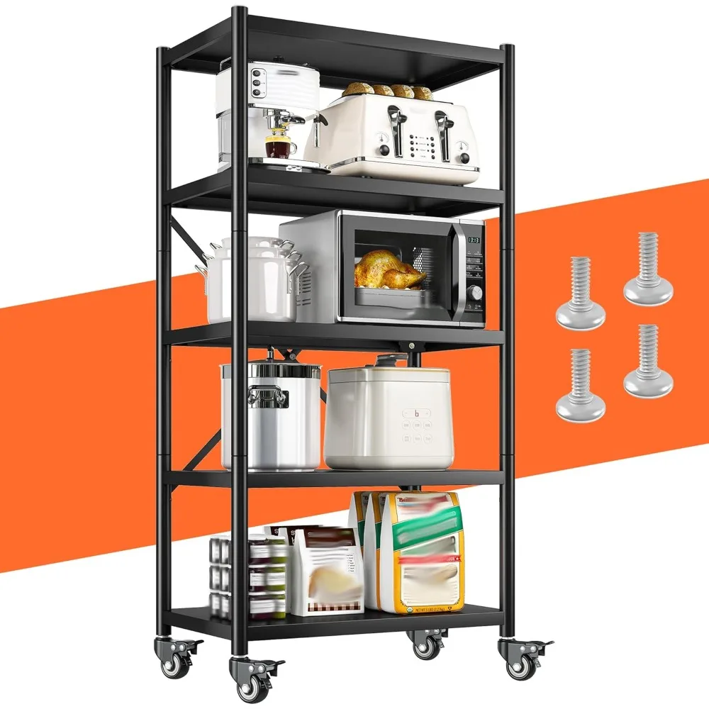 

5 Tier Heavy Duty Metal Storage Shelf, 1156LBS Capacity, Adjustable Shelves, 65.4"H*31.5"W*15.7"D, Kitchen Garage Shelving Unit