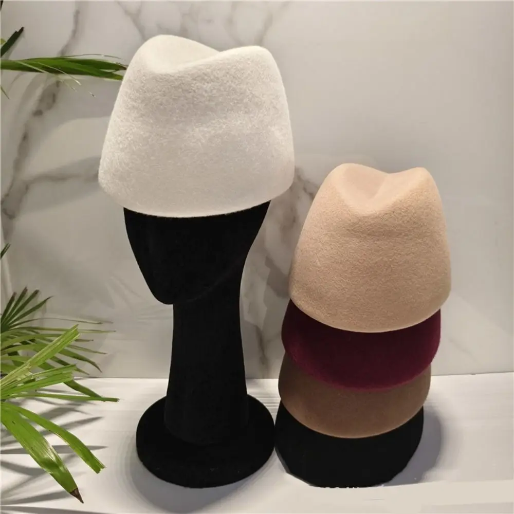 Fashion Elegant Russia Pillbox Hat Teardrop Air Hostess Beret Hat Fedoras Solid Color Medicine Box Hat Banquet
