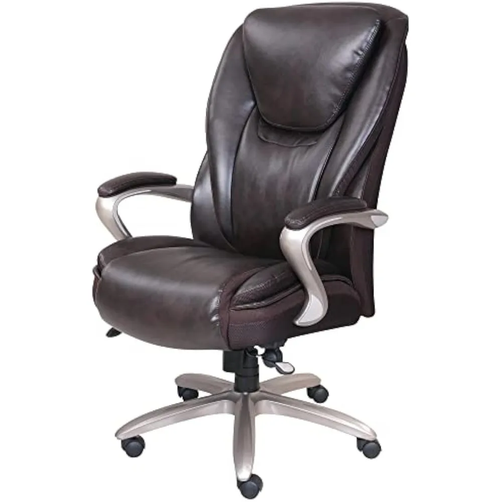 ® Smart Layers™ Hensley Big & Tall Ergonomic Bonded Leather High-Back Office Chair, Roasted Chestnut/Satin Nickel