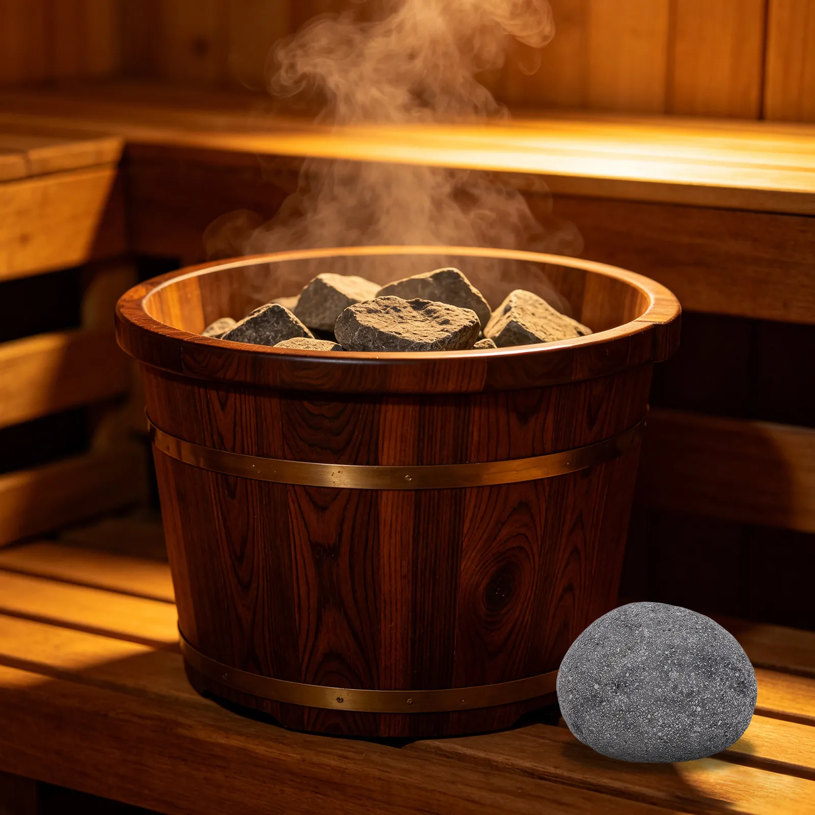 1 sac de pierres chaudes pour sauna, pierres volcaniques naturelles à rétention de chaleur, pierres de massage pour salle de vapeur et spa, 12-15 cm.