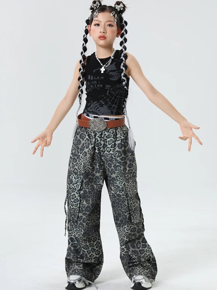 New Wasteland Style Jazz Dance Performance Outfit For Childrens Retro Rock Practice Wear For Girls T-Stage Stage Costumes VBH115