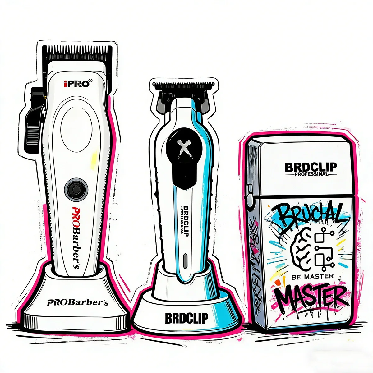 BRDCLIP White Professional Barber Hair Clipper Set 7700RPM Hair Trimmer Fade Machine Salon Foil Shaver Men's Haircutting Machine