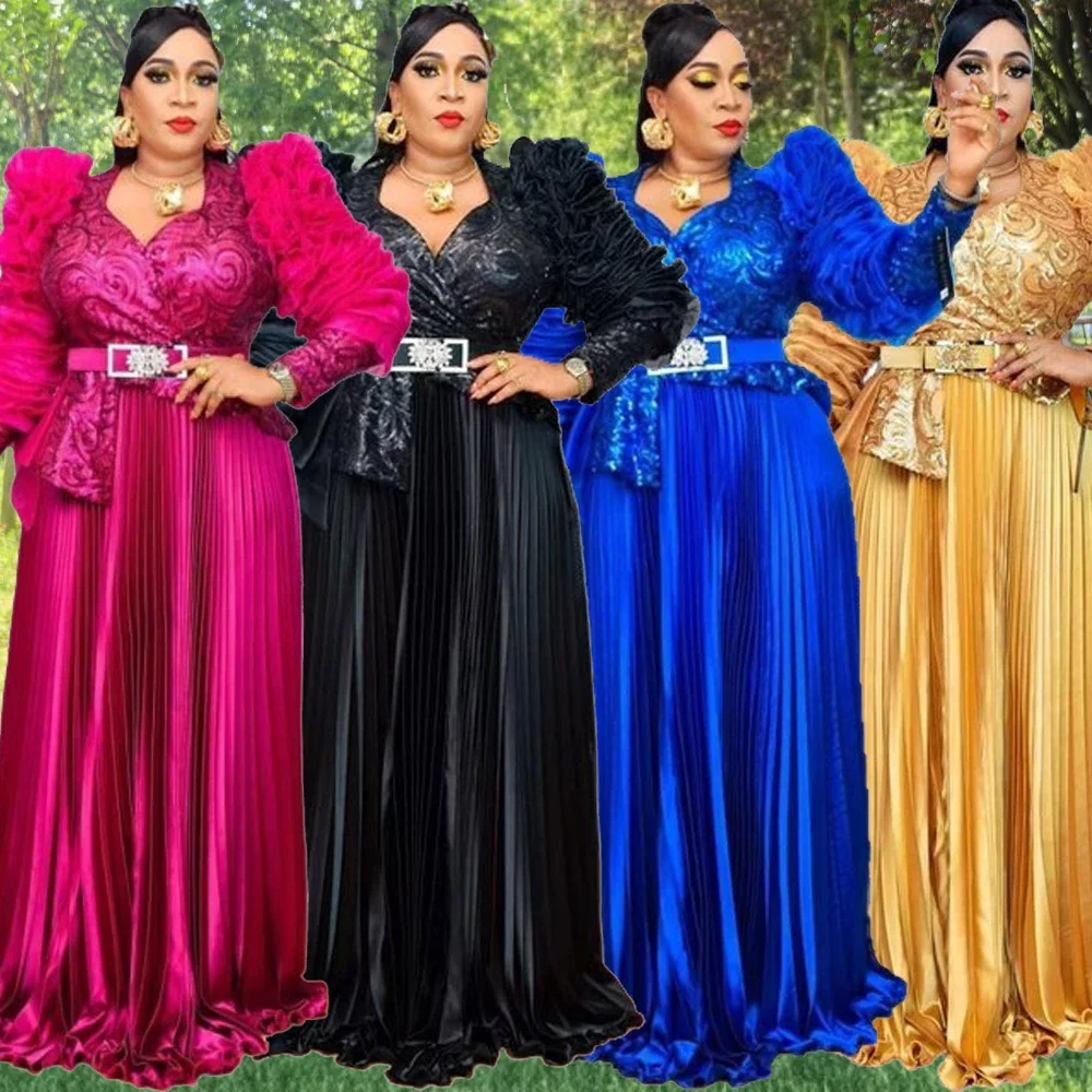 

Elegant African Dresses for Women Wedding Evening Party Gown Plus Size Ankara Dashiki Africa Clothing Turkey Kaftan Dubai Abaya